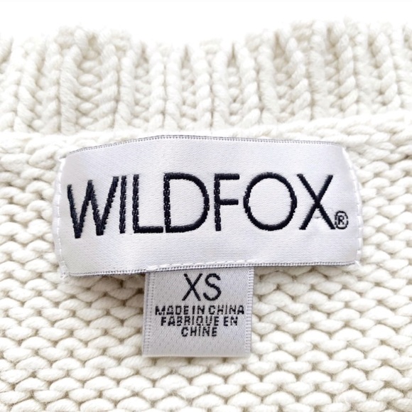 WILDFOX Chunky Knit Distressed “Sure Yeah Ok” Graphic Oversized Sweater Cream - Picture 12 of 16